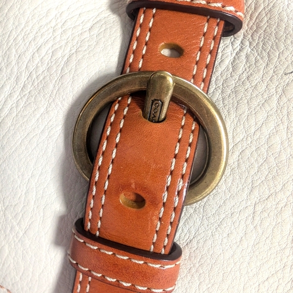 Vintage Y2K Coach Chelsea Pebbled Leather Neutral Satchel Shoulder Bag 10953 - Picture 9 of 13